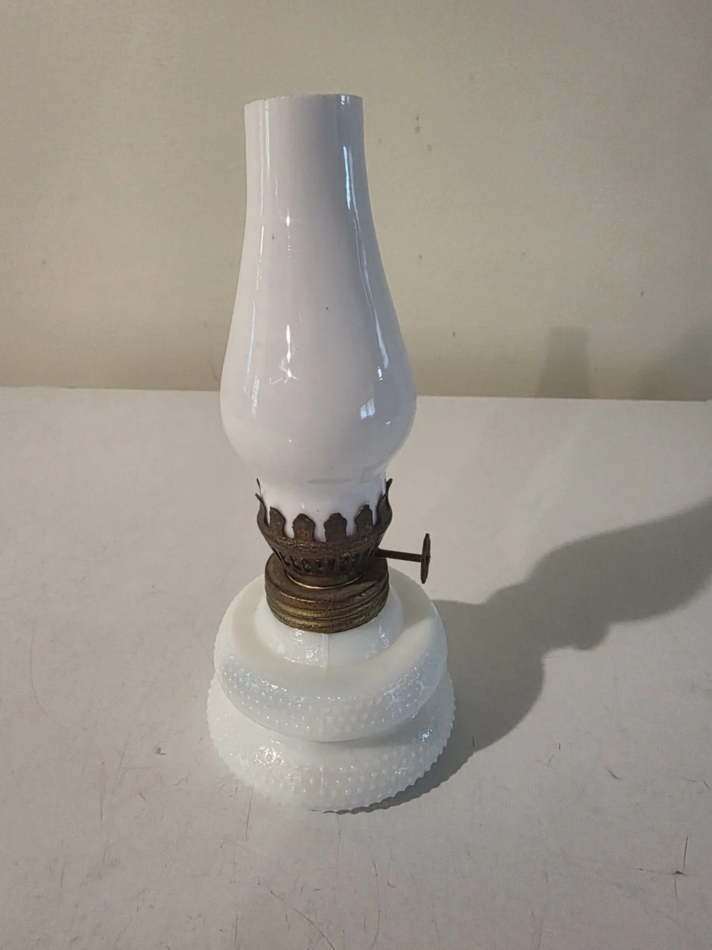 White Milk Glass Vintage-Style Oil Lamp